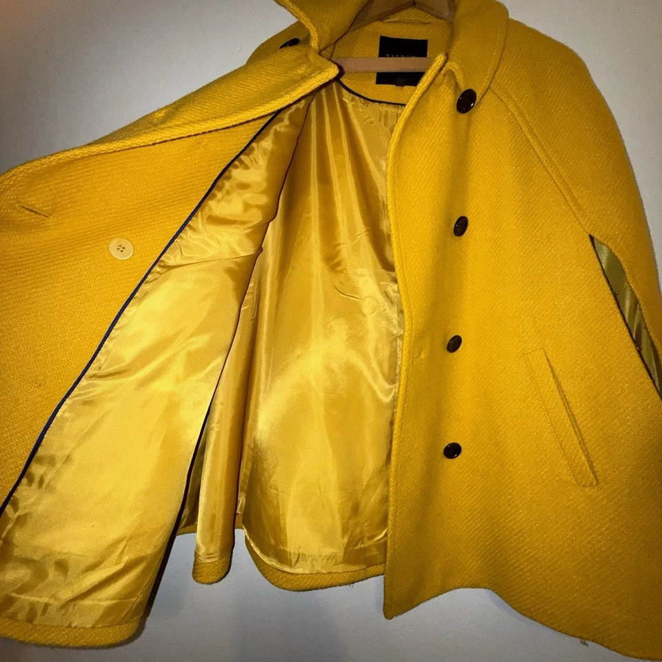 Talbots Womens Yellow Wool Blend Lined Double Breasted Cape Size S/M - Image 2 of 4