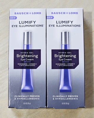 Lot of 2   Bausch Lomb Lumify Eye Illuminations Hydra Gel Brightening Eye Cream