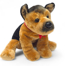 FAO Schwarz German Shepherd Puppy Dog Plush Red Bandana Brown Black 12 inch