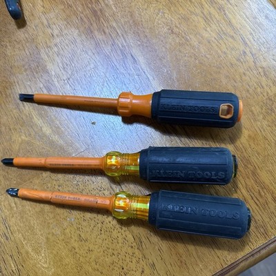 Lot Of 3 Klein Tools Insulated Screwdriver 2 603-4-INS I 682-4-INS Phillips Flat