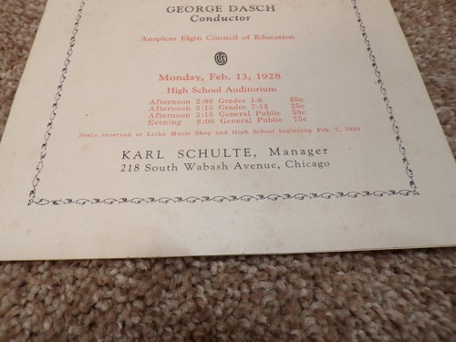 Vtg 1929 Little Symphony Orchestra Chicago Program,George Dasch Theo. Du Moulin - Picture 4 of 4