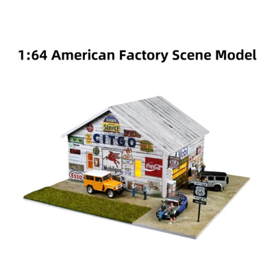 1/64 Diorama Diecast Car Garage LED Model Street American Factory