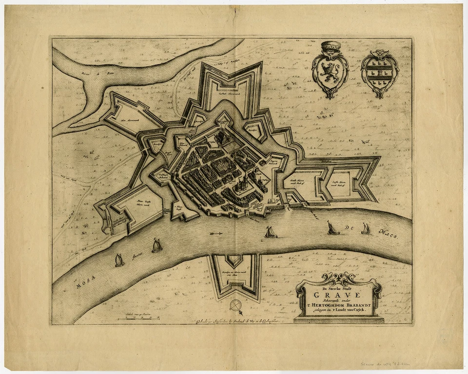 Rare Antique Print-GRAVE-de Wit-c. 1680 - Image 2 of 4