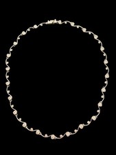 Sterling 925 Cubic Zirconia Clear CZ Choker Necklace Wave Pattern Signed 18”