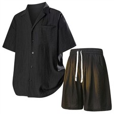 Mens Tracksuit 2-Piece Set Short Sleeve T Shirt Shorts Sweatsuit Outfit Set