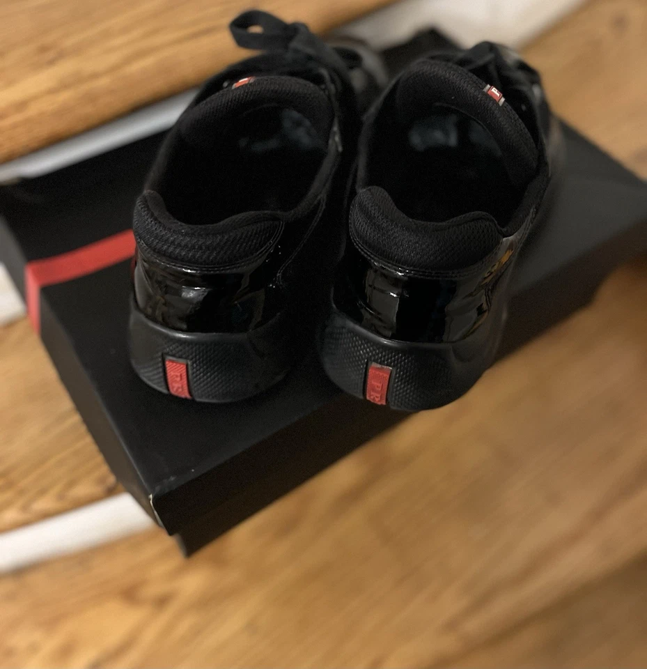 Zapatillas Prada America’s Cup Hombre’s 9 Negras 4E83400 Linea Rossa Malla Patente Foto 4 de 4