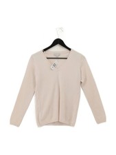 The White Company Women's Jumper S Cream 100% Cashmere V-Neck Pullover