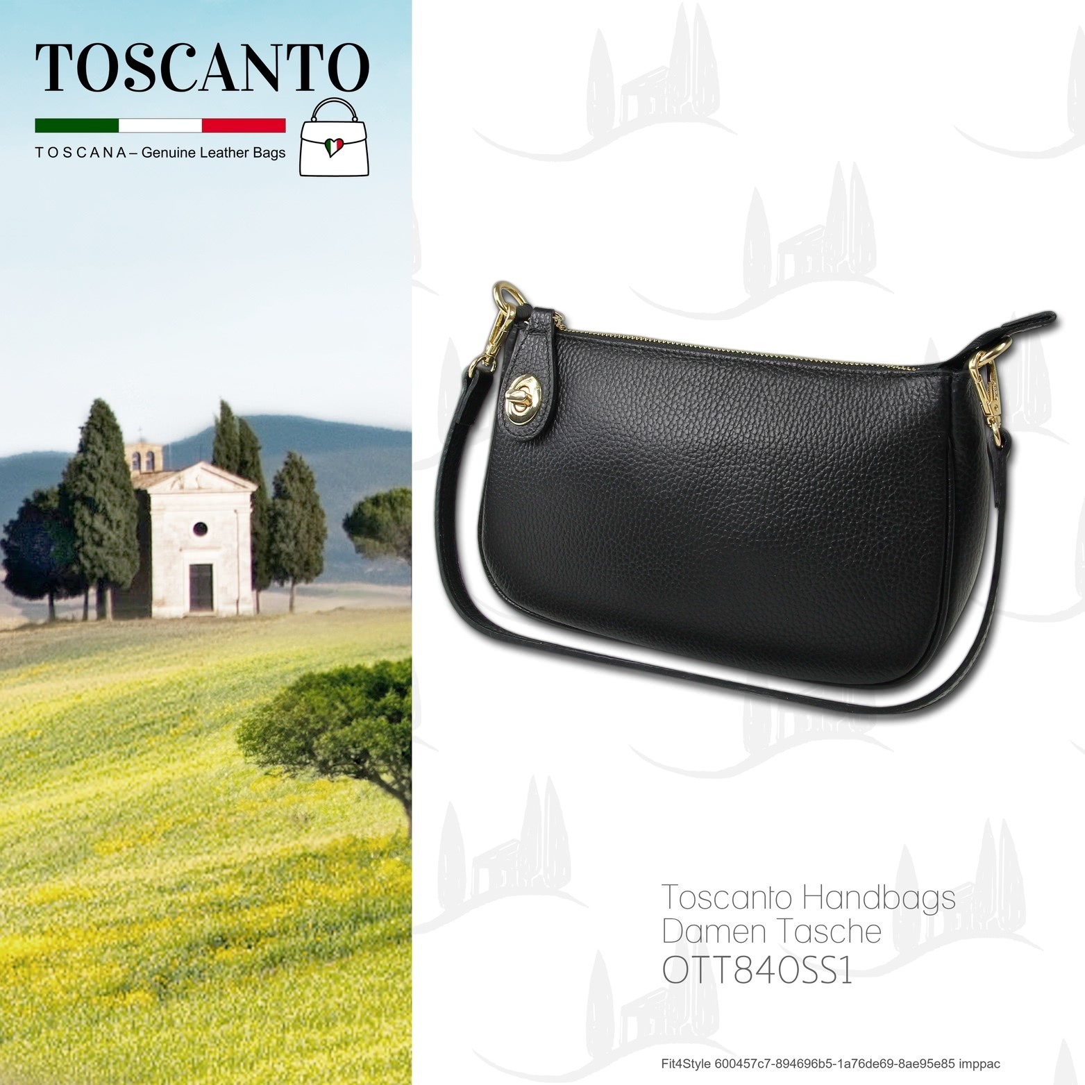 Borsa a tracolla Toscanto in pelle nera OTT840SS1 foto 4