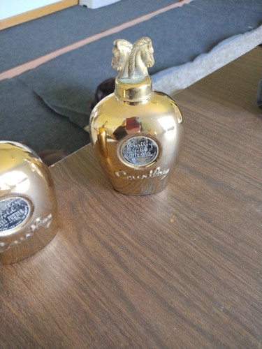 3 Vintage Courtley Gold Ceramic Bottles with Metal Horse Heads OLD BEAUTIFUL ❤ - Picture 8 of 13