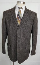 Vtg 1950s Richman Bros Brown Tweed Sport Coat Jacket Three Button 1959 44