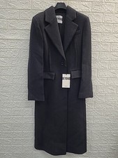 New Mango 100% Wool Coat Lapel Collar Vneck Charcoal Size Small
