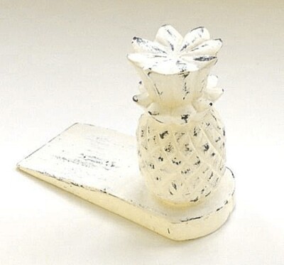 PINEAPPLE WOOD DOORSTOP - WHITEWASH FINISH