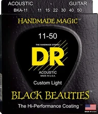 DR Strings Black Beauties Acoustic Guitar Strings Custom Light 11-50