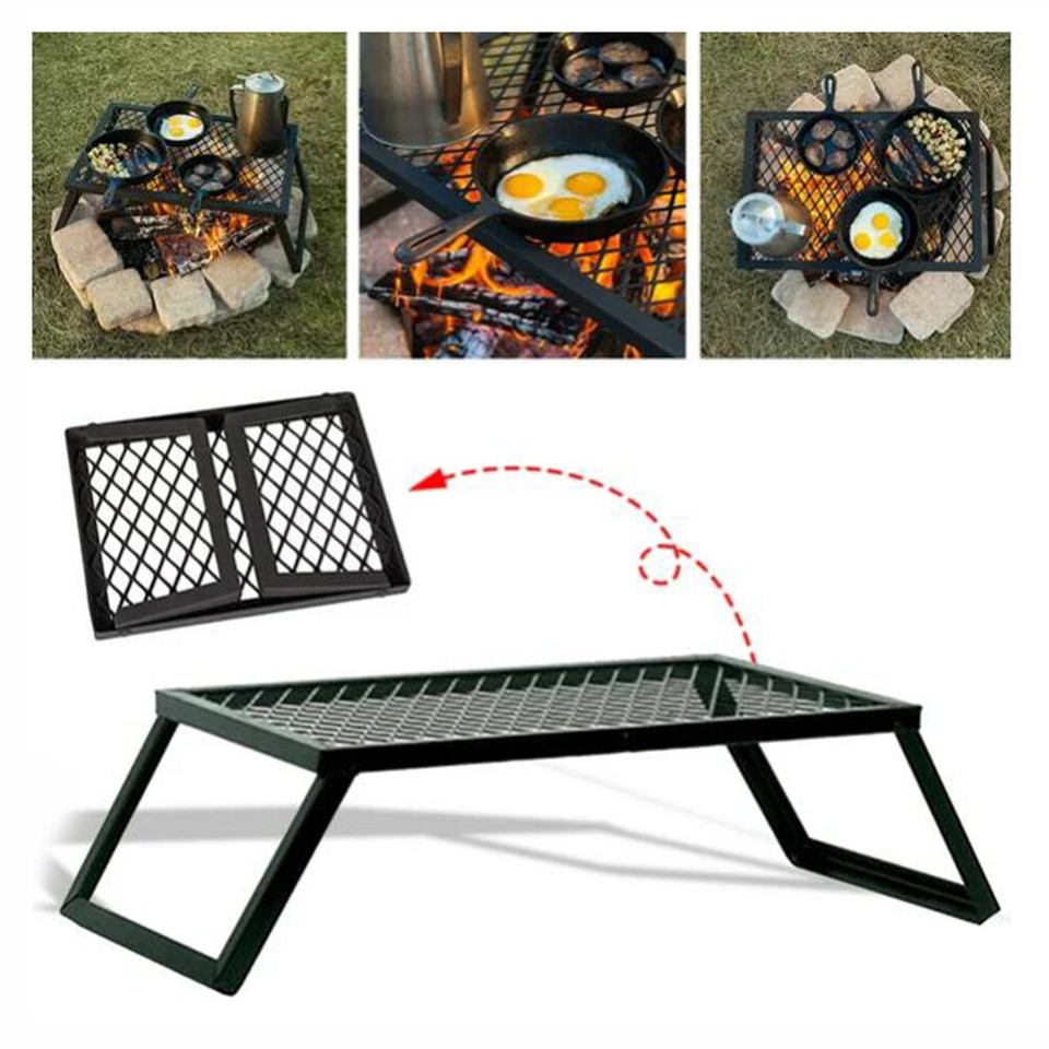 Camp Grill Fire Pit Grate Campfire Cooking Portable Stand Equipment