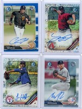 2019 Bowman Chrome (8) Card Auto Lot - WIDENER, HERNANDEZ, ADAMS, SHAW, BURKE