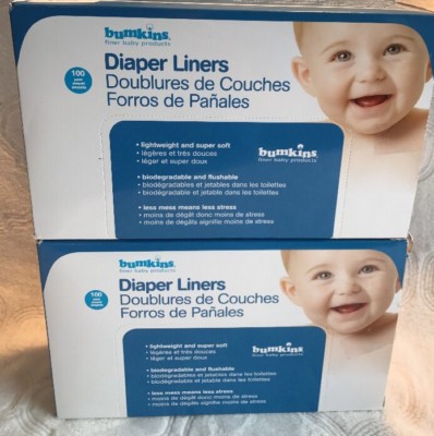 New Two (100) Pack Bumkins Flushable Biodegradable Baby Cloth Diaper Liners