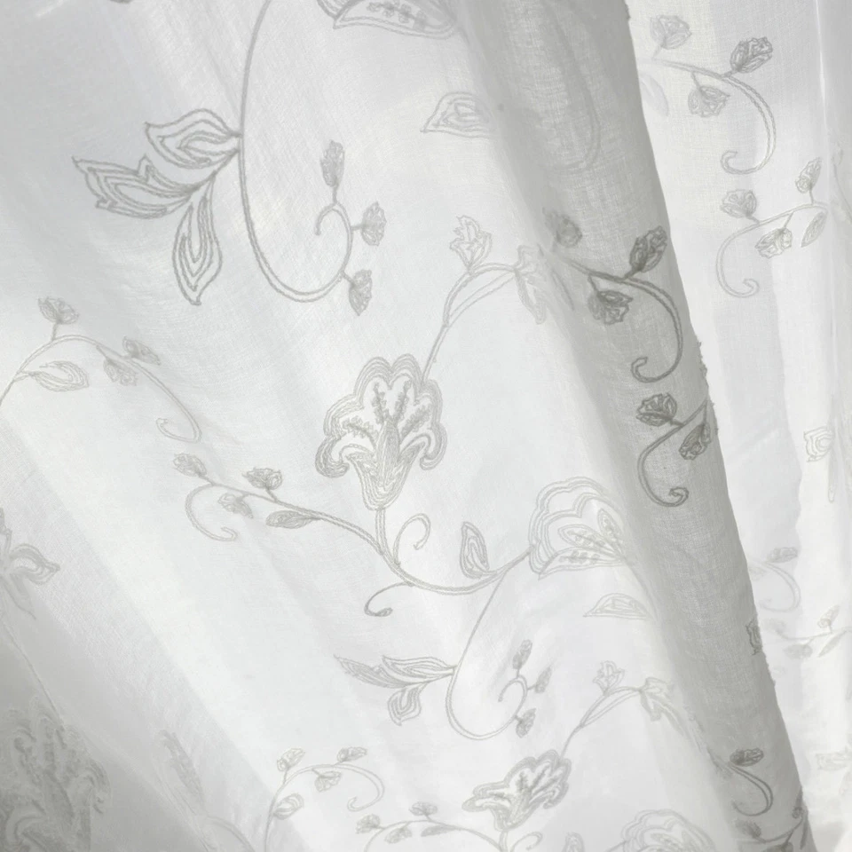 Cortinas bordadas de tul transparente blanco moda moderno varilla bolsillo cortina 1 panel Foto 3 de 4