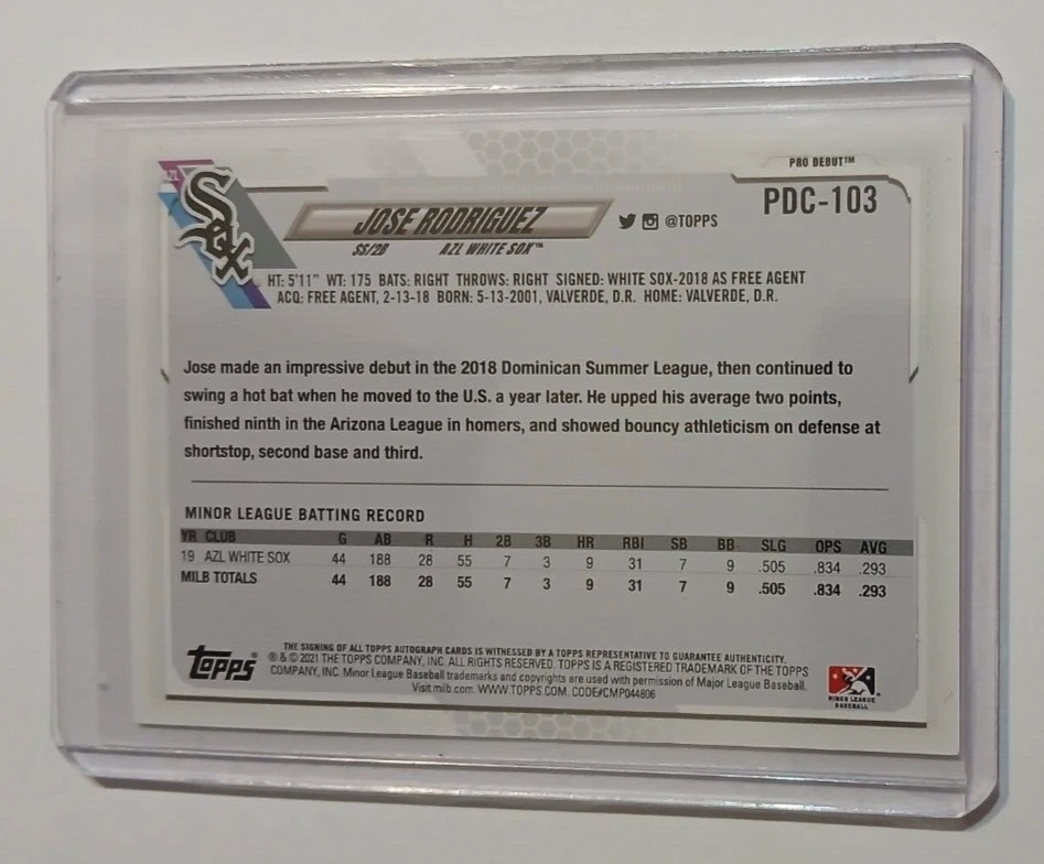 2021 Topps Pro Debut Autographs #PDC-103 Jose Rodriguez Auto - Image 2 of 2