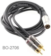 6ft 7-Pin DIN Plug to 2-RCA Plug Premium Grade Audio Cable, BO-2706