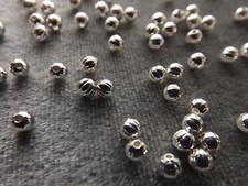 SILVER PLATED CORREGATED BRASS ROUND SPACER BEADS 3 MM PACKAGES OF 100