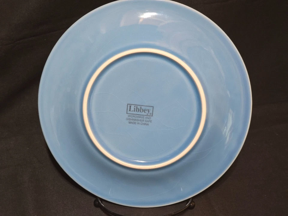 Vintage Libbey BLUE SNOWFLAKE 8.5" Luncheon / Salad Plate - NEAR MINT Set Of 5 - Image 3 of 4
