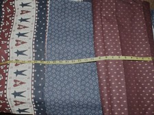 Patriotic Cotton Fabric 3 Designs Fat Quarters Sewing Quilting Folk Art Stars