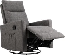 Rocking Chair Swivel Glider Recliner Nursery Rocker Chair Fabric Single Sofa