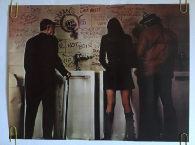 Men's Room Urinal Vintage Poster Original Pin-up 1970's Woman's