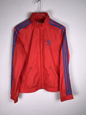 Adidas Jogging Windjacke K-Way Rot Blau S Damen Women Waterproof Jacket