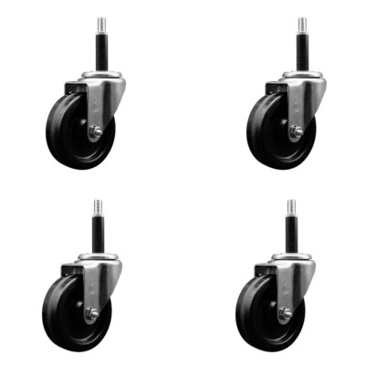 4 Inch Phenolic Wheel Swivel 3/4 Inch Expanding Stem Caster Set SCC