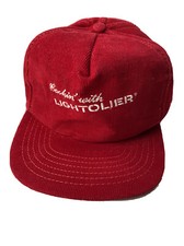 Cookin With Lightolier Red Corduroy Vintage Snapback Trucker Hat Cap Made In USA