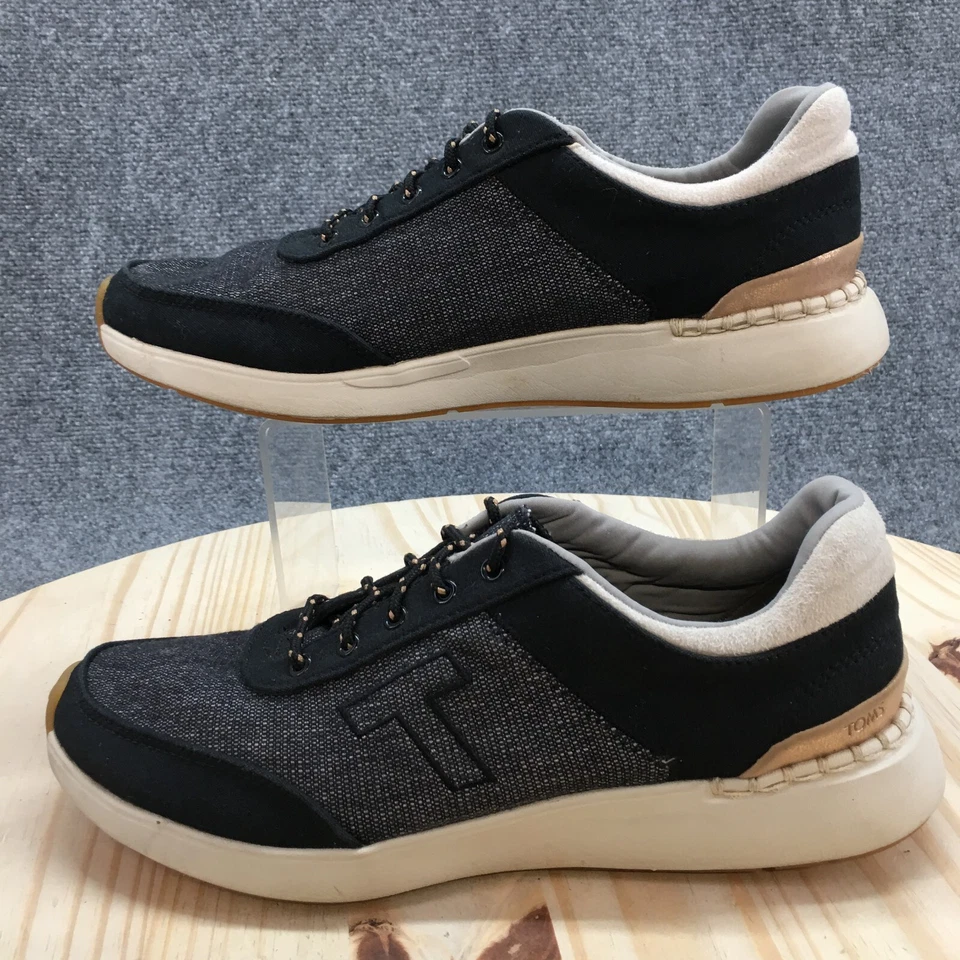 Toms Zapatos Mujer 10 Heritage Tenis Negro Lona Parte Superior Baja Punta Redonda 10013429 Foto 2 de 4