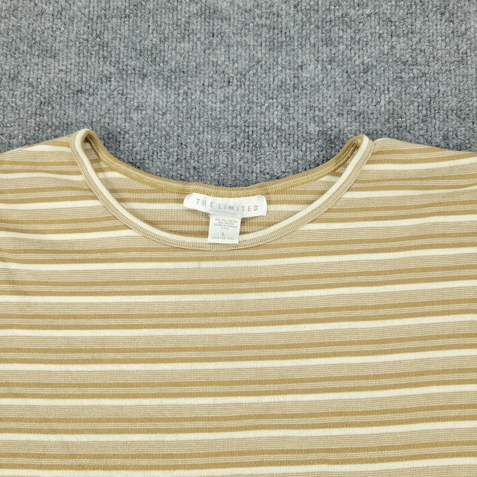 Vintage The Limited Sweater Women's Large Brown Striped Round Neck Long Sleeve - Image 3 of 4