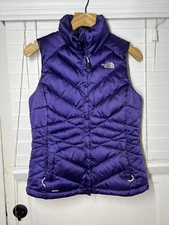 The North Face Womens Aconcagua 550 Goose Down Purple Quilted Puffer Vest Small