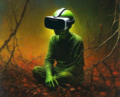 V.R Playing Aliens, Virtual Reality Aliens Wandkunst Größe A3