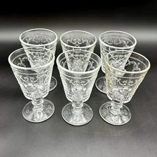 La Rochere VERSAILLES SET/6 5.25" Pressed Glass 7 oz. Wine Glasses Shell France