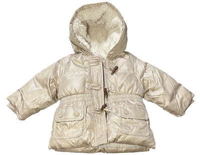 Baby Gap Golden Puff Jacket Fleece Lined Hooded Size 6-12 Months 