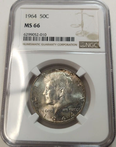 *TONED* 1964 KENNEDY 50C HALF DOLLAR NGC MS66 #6299052-010