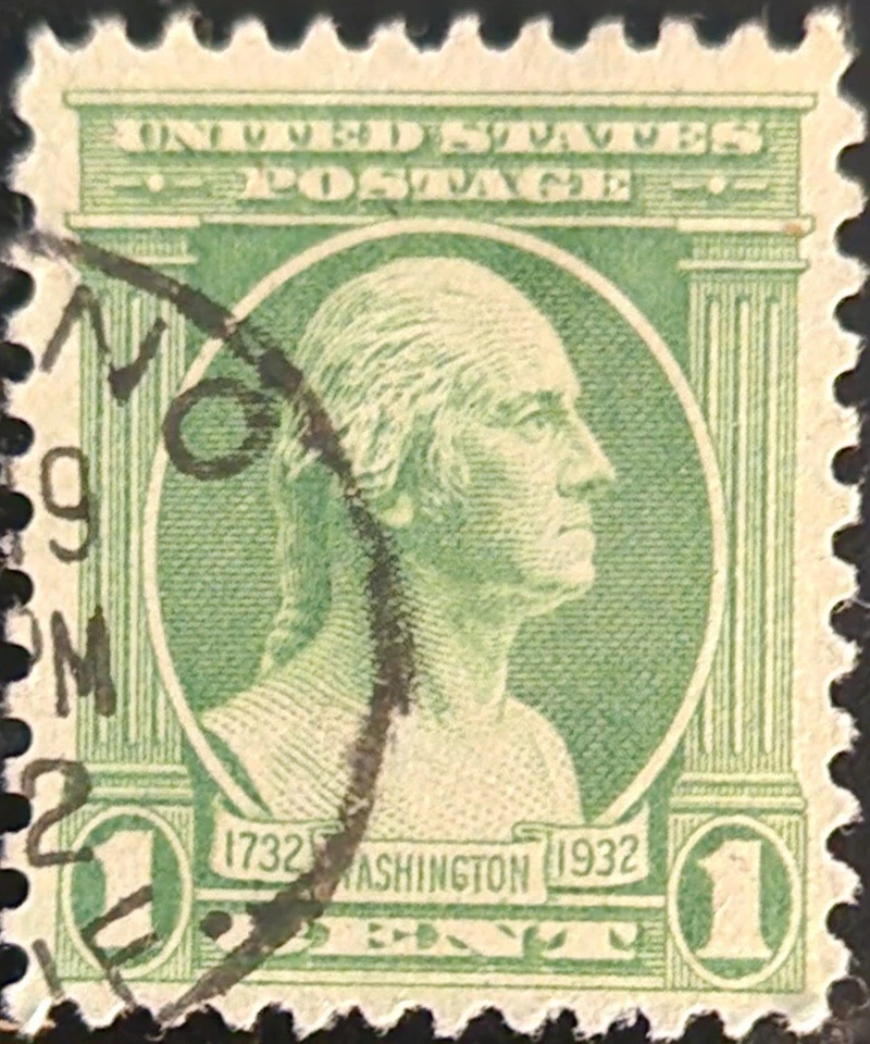Vintage 1 Cent George Washington Green Stamp Fine - Image 2 of 2