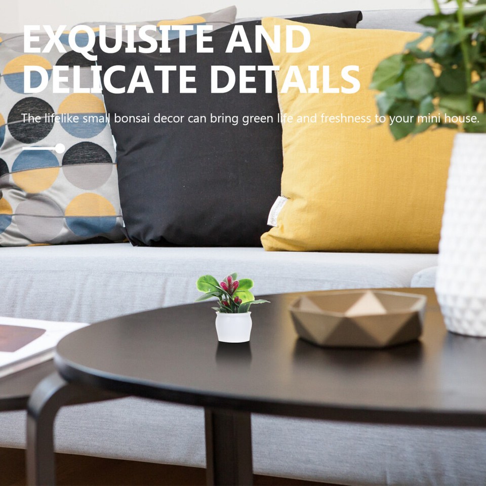4 Pcs Tiny Artificial Plants Mini Flowerpot Miniature Bonsai Model
