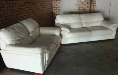 For Sale Italian White Leather Lounge Suite Sofas Sydney City