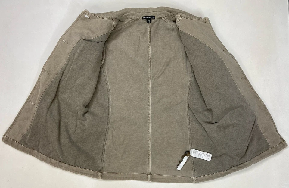 James Perse Mixed Knit Shirt Jacket Women Size 2 Medium Khaki Utility WDNW2417 - Image 4 of 4