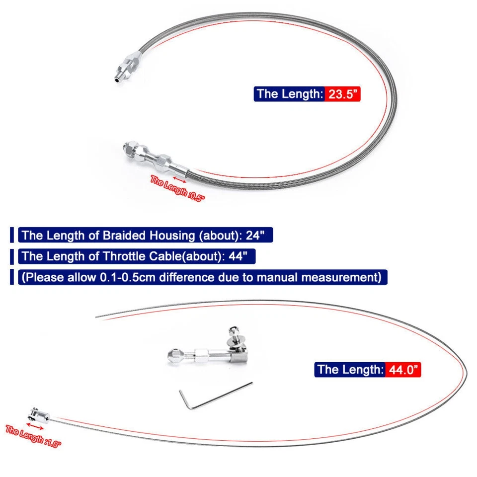 Cable acelerador de acero inoxidable trenzado de 24" para Ford Mustang 302 5,0 L Foto 3 de 4