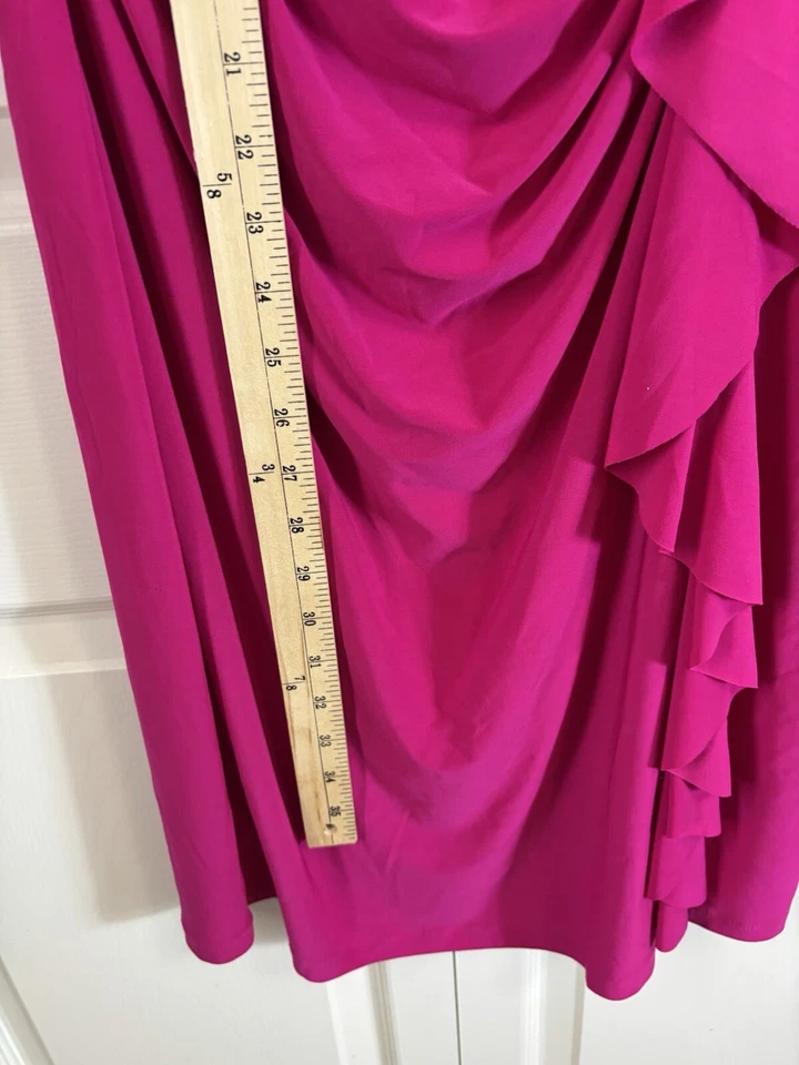 American Living Dress 12 Red Stretch Knit Draped Bodice Figure Flattering Frock - Image 3 of 4