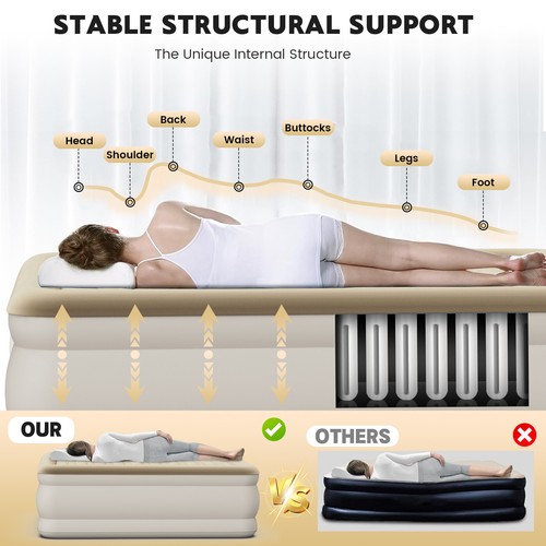 Air Mattress Inflatable Mattress with Wireless Pump Quick Inflate Home Camping - Picture 6 of 9