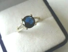 Vintage Jewellery Gold Ring Blue White Sapphires Jewelry medium to large 8 Q