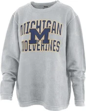 Women's Silver University of Michigan Wolverines Comfy Cord Pullover Sweatshirt