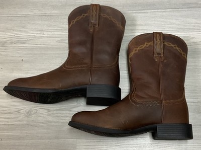 ARIAT HERITAGE OILED BROWN LEATHER ROUND TOE ROPER COWBOY BOOTS #35525 MEN'S 8D
