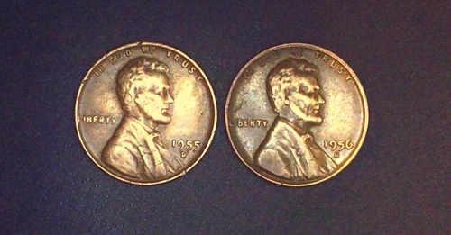 1955 D + 56 D  Lincoln Wheat Cents-  Good Circulated Condition