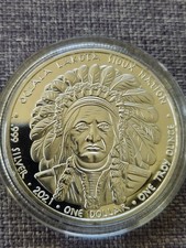 2021 one dollar. Indian Sovereign Nation. 1 Ounce Silver. Sitting Bull.,$1
